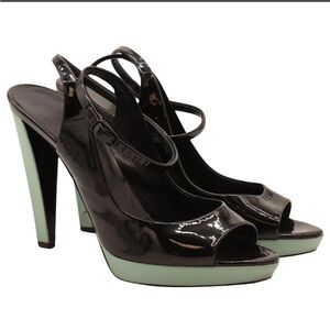 Balenciaga Black and Mint Heels/platforms - patent leather - size EU 37,5 US 7,5